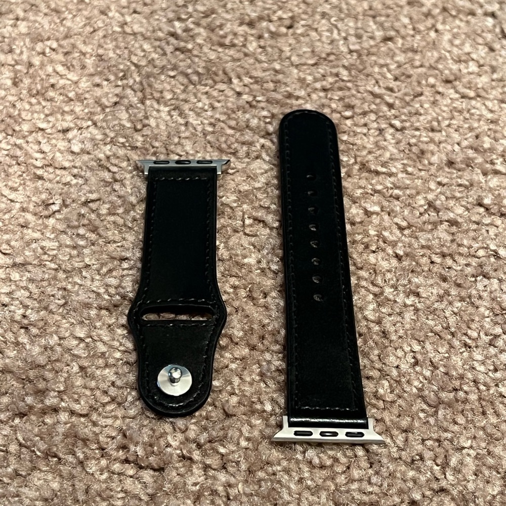 #4 Black Genuine Leather Apple Watch Band